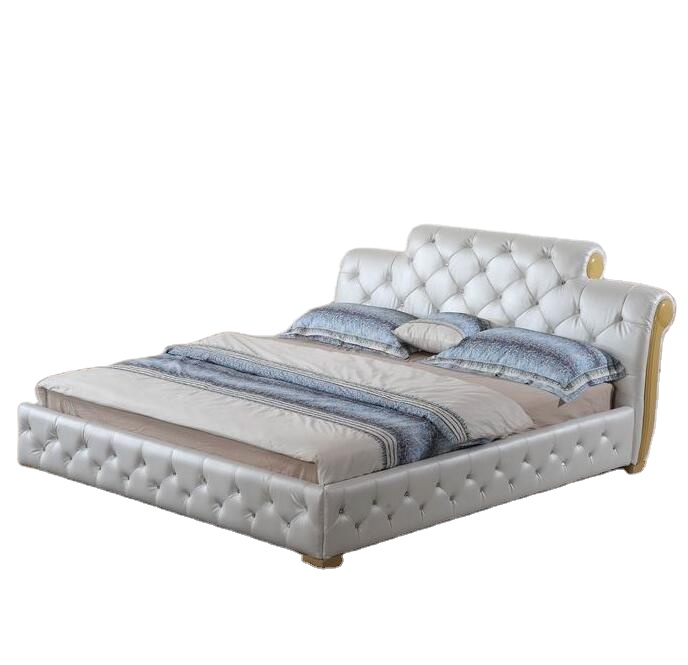 Flory furniture Modern style bed soft leather Beds for home furniture bedroom New design 2021