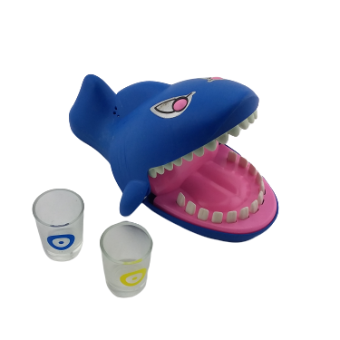 LANDER-MAN питьевой укус с изображением игры «камень, ножницы, бумага удачи Shark с двумя печатные рюмки игры для питья