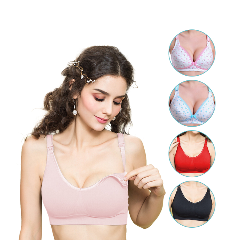 Cotton Breast Feed Seamless Front Open Plus Size Breastfeeding Pregnant Woman Wire Free Comfort Feeding Maternity Nursing Bras