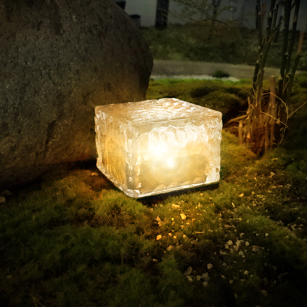 New product garden use Ice brick P66 buried ground decorative lights outdoor waterproof glass block solar brick light