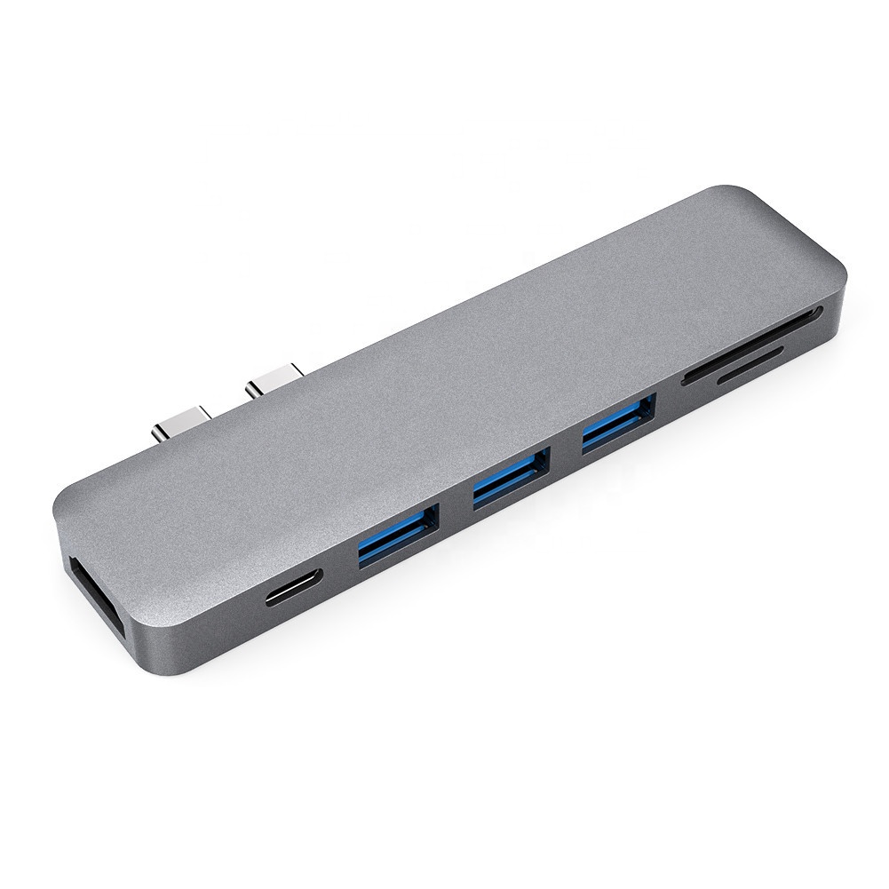 Xput Кабель с разъемом типа C USB 3,1 к USB-C 4K HDMI SD устройство для считывания с tf-карт 7 в 1 взаимный обмен данными между компьютером и периферийными устройствами с дуал док-станция для Macbook Pro адаптер