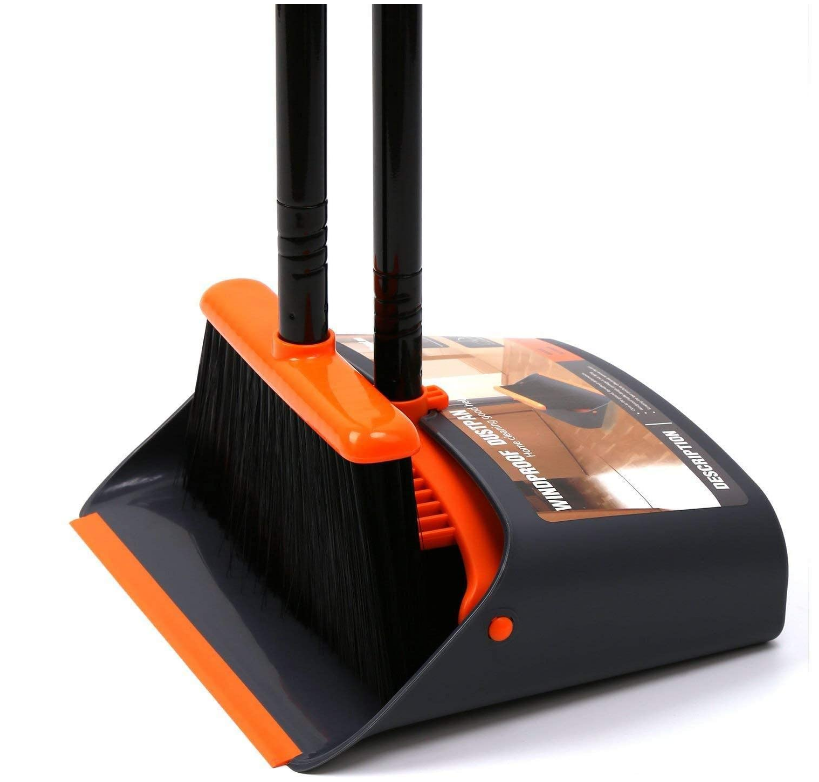 Broom and Dustpan/Dustpan with Broom Combo, 52" Long Handle Broom for Home Kitchen