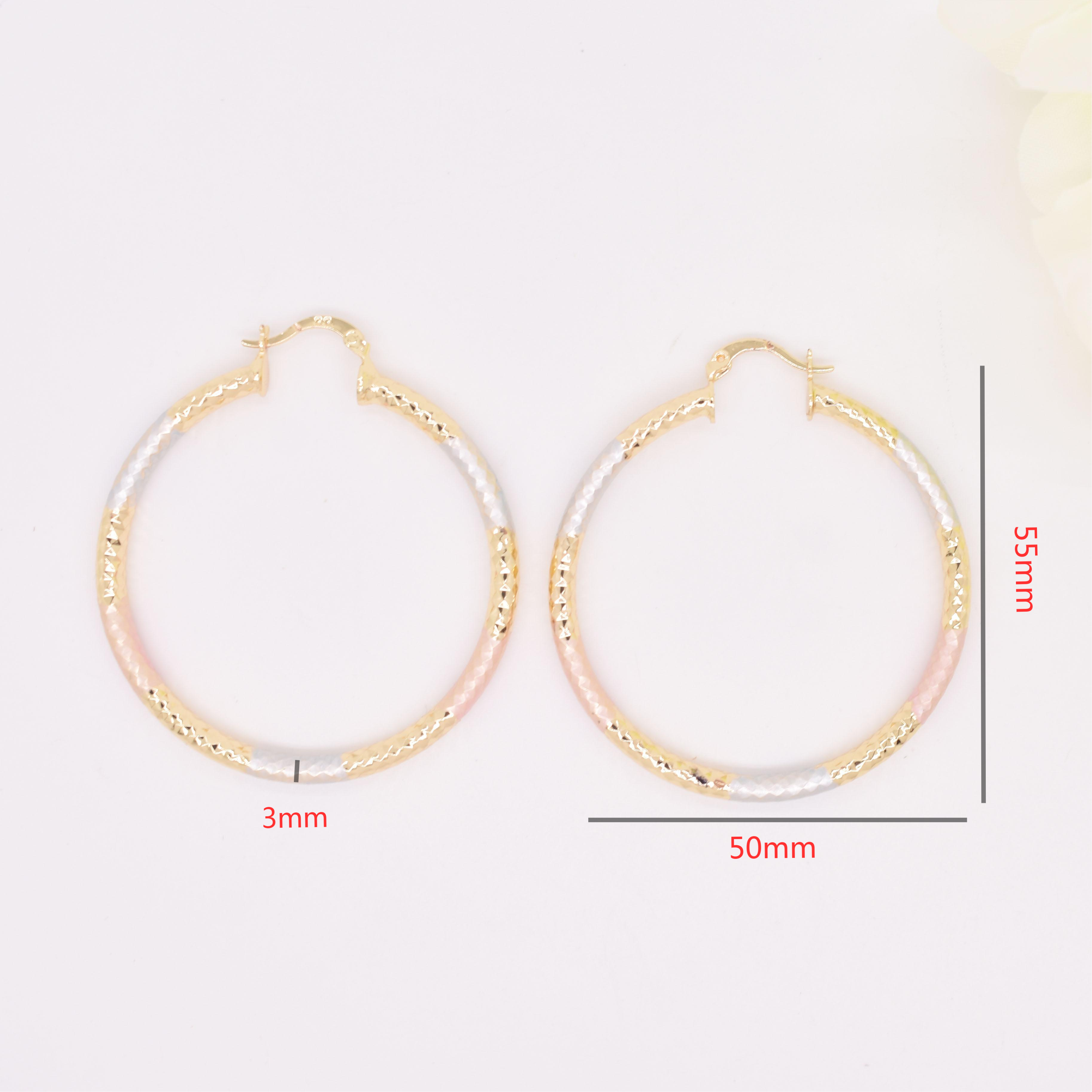 Wholesale Three colors 50mm Diameter big gold Hoop Earrings