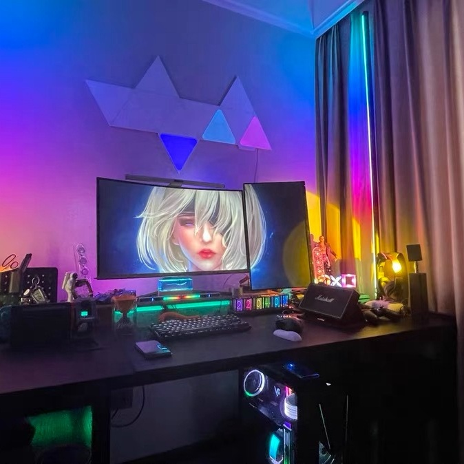 Умное Управление по Wi-Fi, Симфония 5 В/12 В, rgb, белый цвет, игровые аксессуары, меняющая цвет Светодиодная Напольная Лампа, красочный игровой свет, игровая комната
