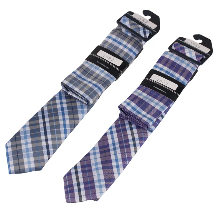 100% Polyester Factory Jacquard Custom Logo Woven Wholesale Neck Ties And Pocket Square Set For Men For Party