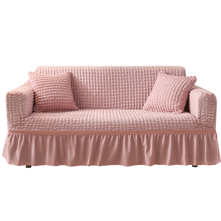 High Elastic 3D Bubble Non Slip Soft Couch Sofa Slipcover with ruffled Skirt