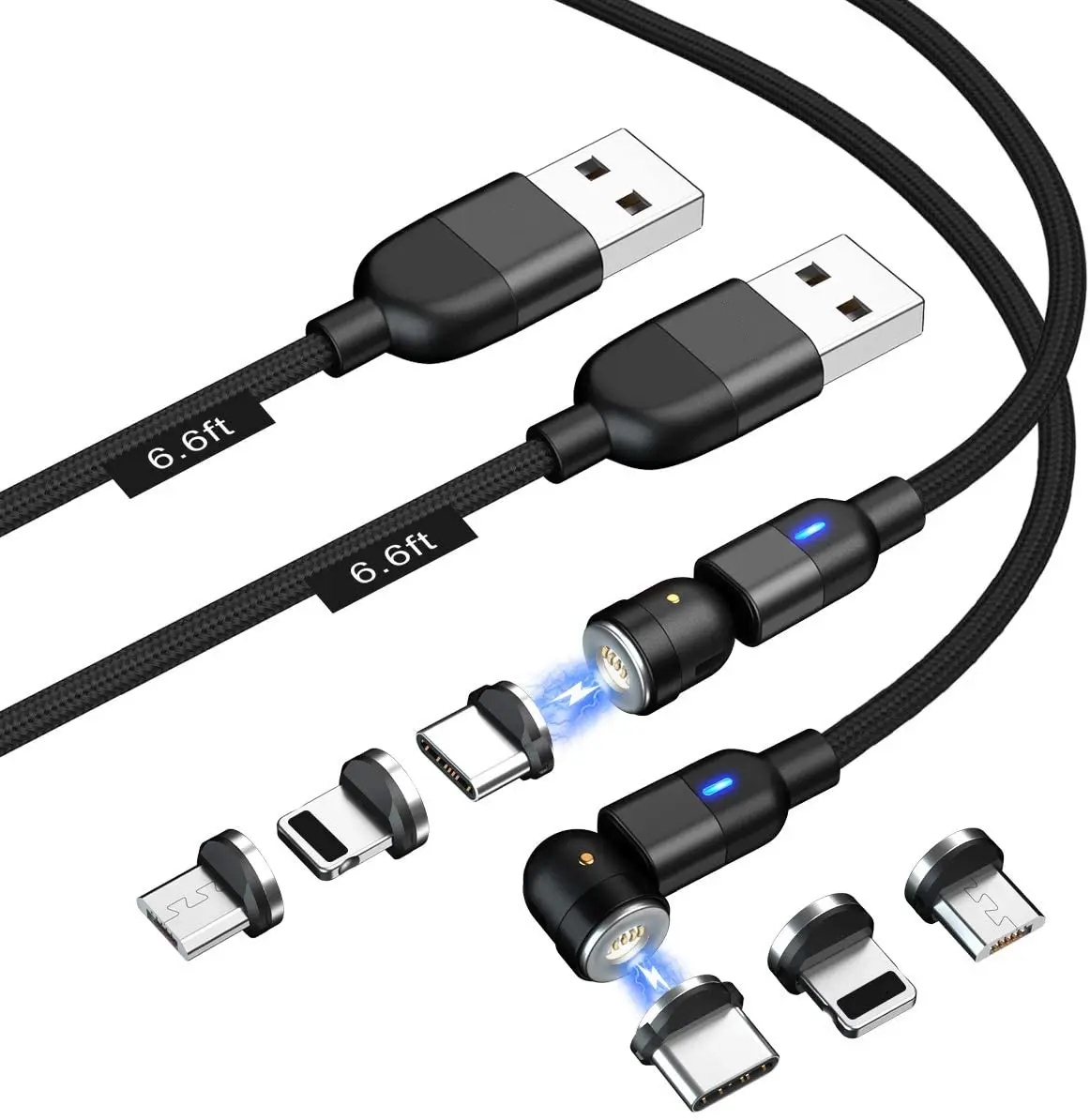 Usb Charging Cable 5A Magnetic Charging Usb Cable Nylon Braided Magnetic Usb Cable 2m