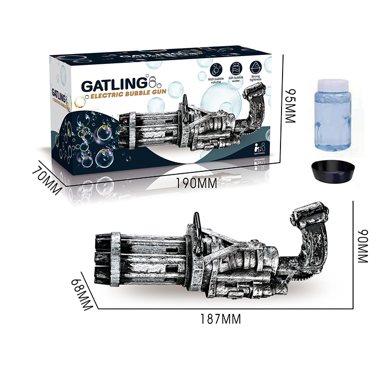 Игрушечная пузырчатая машина Gatling, Детский Электрический пистолет с 8 отверстиями для мыльной воды