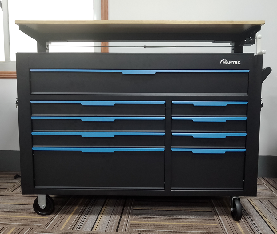 52" heavy duty roller mobile workbench tool trolley cabinet chest with wood top