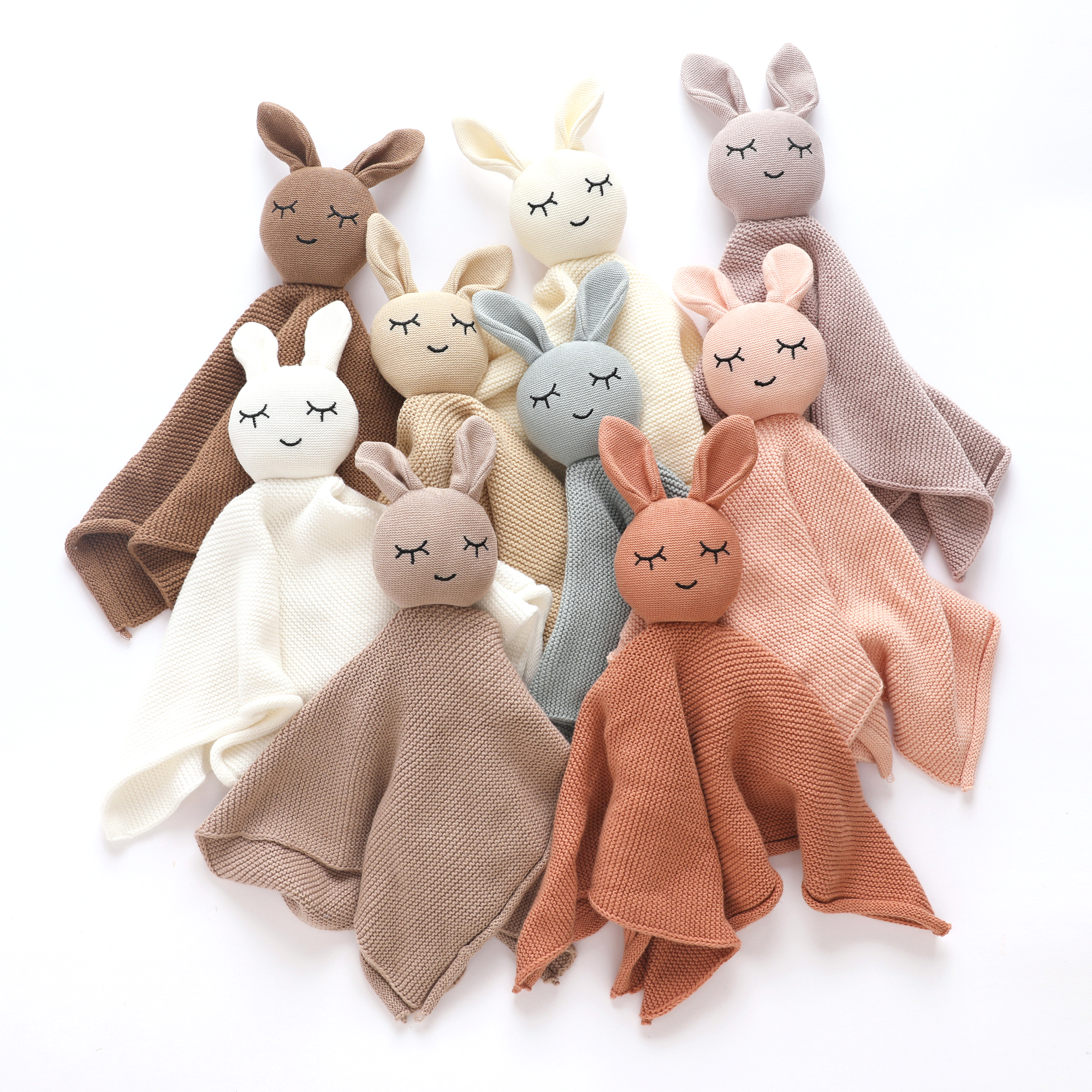 Baby crochet Bunny Organic Comforter Cotton Knitted Security Blanket Gender Neutral Baby Blanket Baby Shower Gift Toy Products