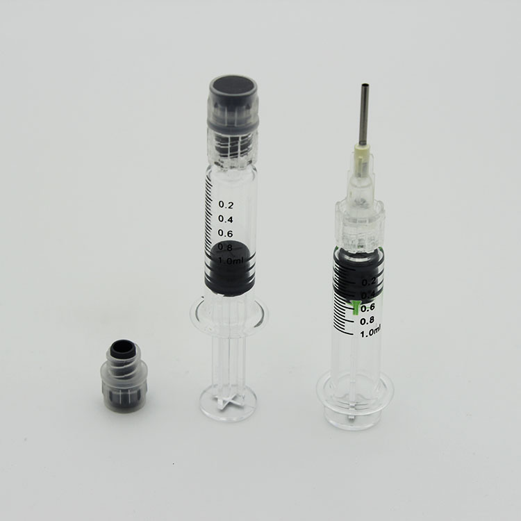 Изготовленный на заказ Печать логотипа 1 мл масло Cbd стеклянный шприц с замком Luer шприцы