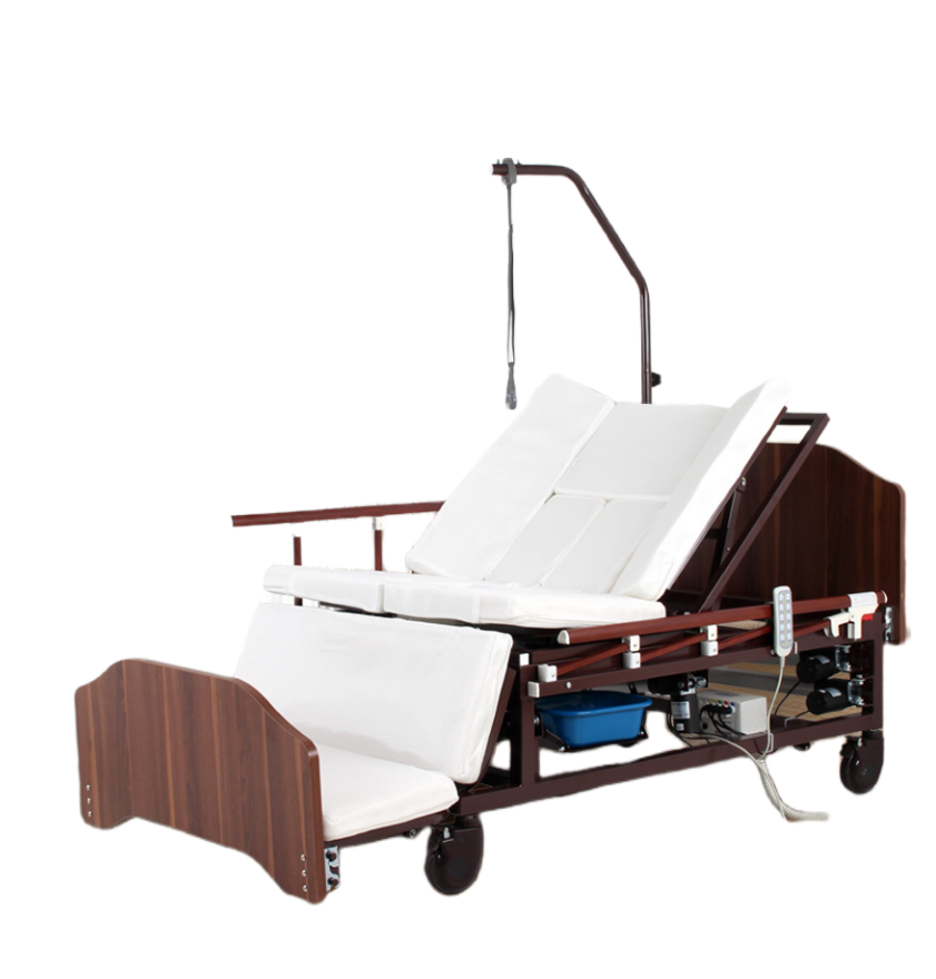 Best-selling wood adjustable medical hospital home care nursing bed with toilet electric patient hospital bed with monkey bar
