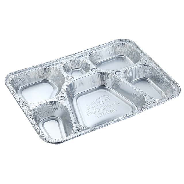 32*23*3cm takeaway aluminium lunch box 6 divided cavity dinnerware