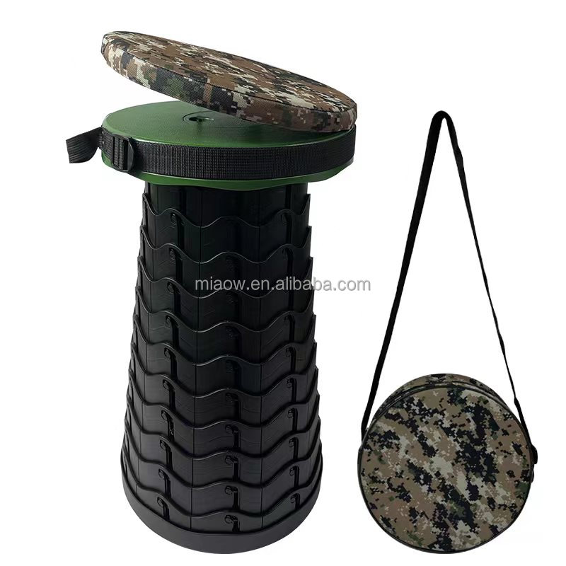 Custom Sturdy Portable Collapsible outdoor height adjustable Telescopic Seat camping chair Retractable Folding Stool
