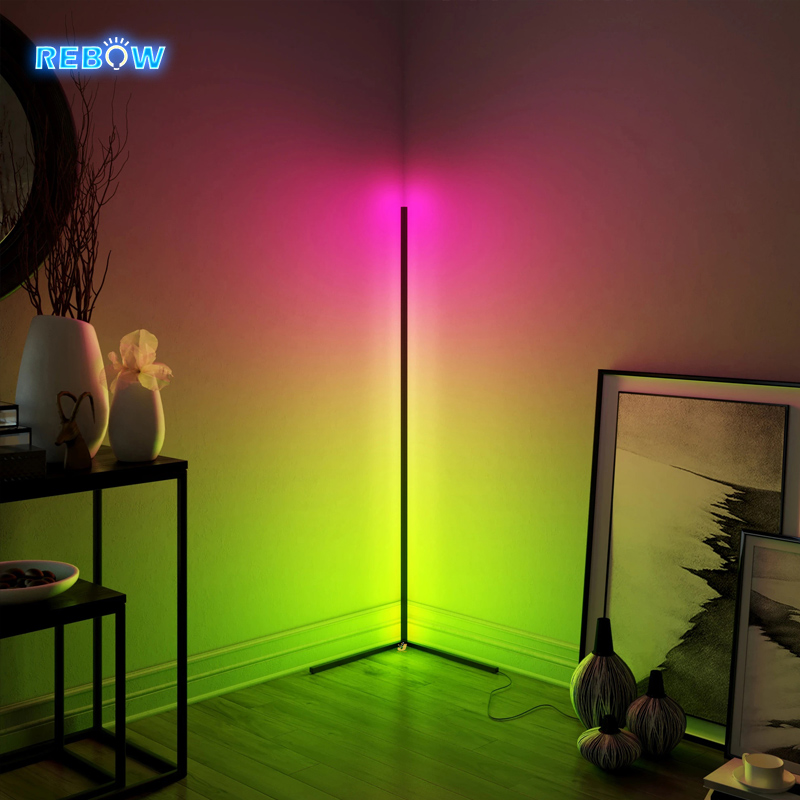 Rebow Прямая поставка минималистичный RGB светильник с дистанционным управлением современный скандинавский Европейский тренога светодиодная угловая напольная лампа