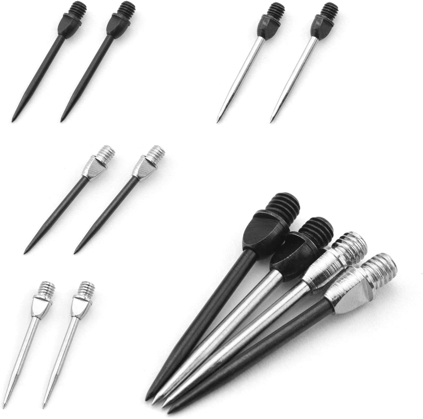 Steel Dart Tips 12pcs Replaceable Dart Steel Tip 2BA Thread Darts Needle Accessories