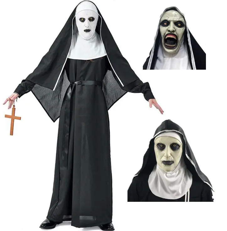 ecowalson Horrible Nun Cosplay The Nun Valak Costume The Conjuring 2 Unisex Robe with mask
