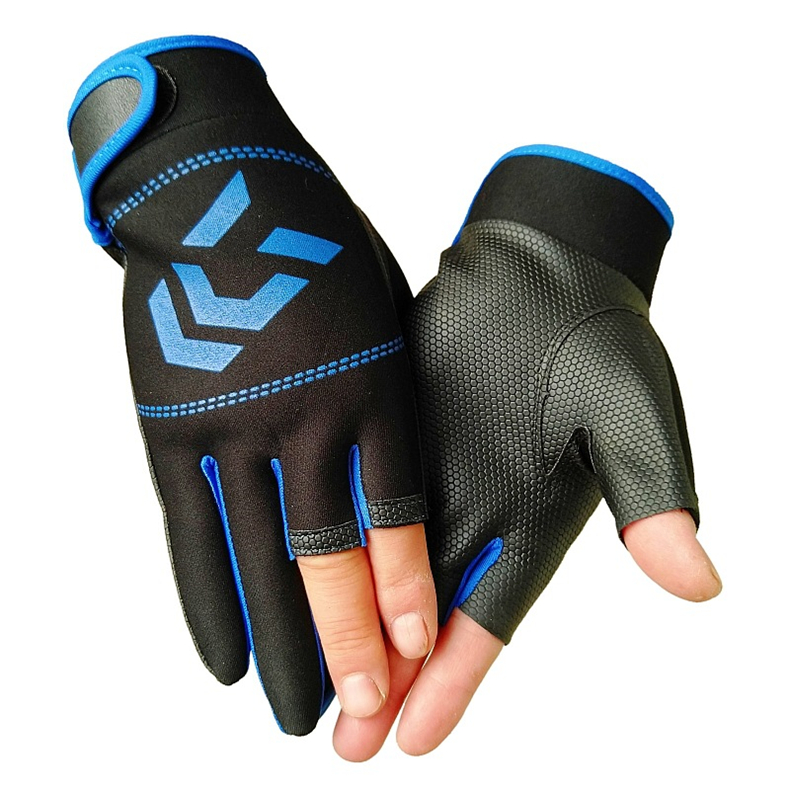 1 Pair Fishing Gloves Men Women Outdoor Fishing Anti-slip 3 Cut Finger Sports Fish Equipment Angling SBR Gloves