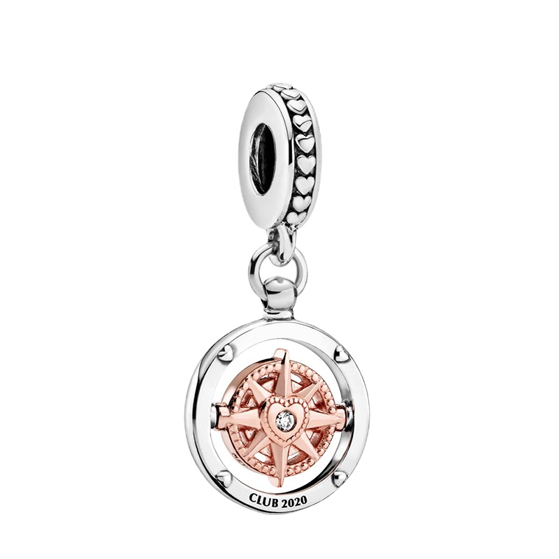 Trendy Compass Club Charms Time Gear Large Hole Spacer Beads Loose Beads for Bracelets Bangles Making Accessories