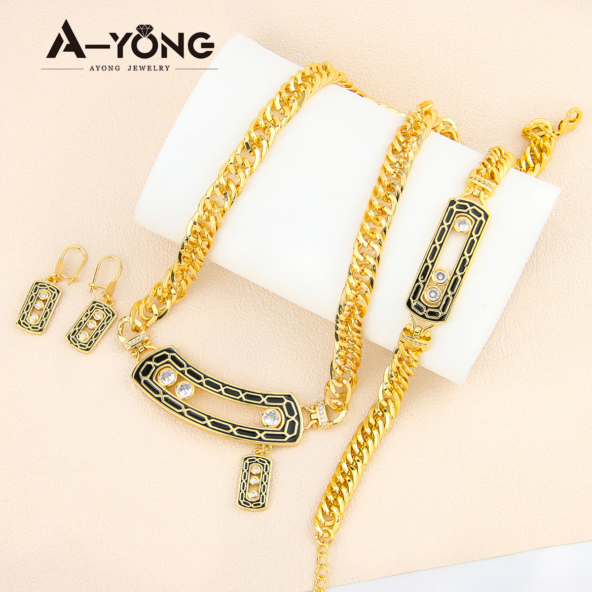 Hot selling multi color jewelry sets 18k plated gold jewelry set luxury design
