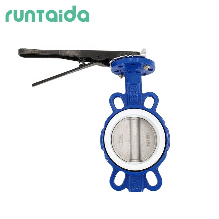 D71F PN16 PN10 di железа уплотнение ptfe выстроились ручной червячной передачи вафли DN100 клапан-бабочка 4 дюймов ручка с рукояткой