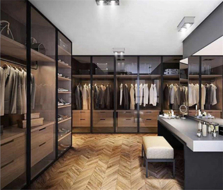 Italian luxury custom big wardrobe closet room cabinet walkin double glass sliding wardrobe doors design