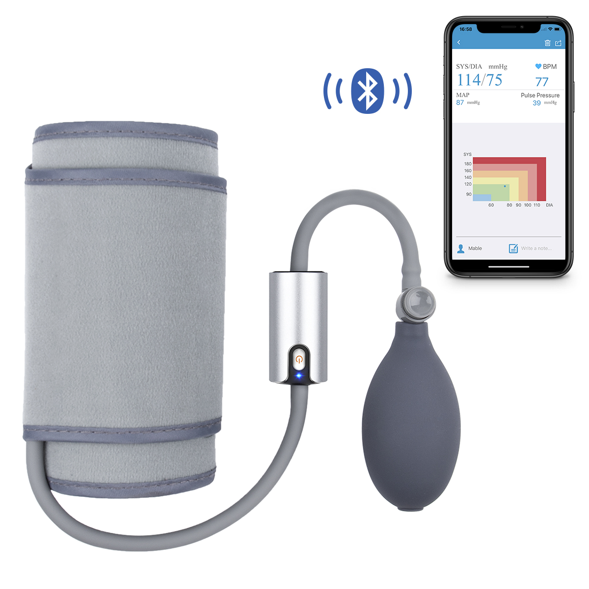 Wellue AirBP ультра портативный очищенный плечевой Bluetooth Монитор артериального давления с бесплатным приложением