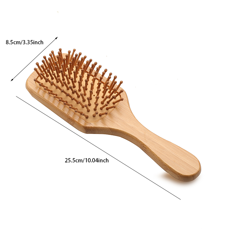 New Factory Custom Natural Curly Hair Styling Bamboo Rubber Air Cushion Hair Comb Scalp Massage Comb With Wood Handle