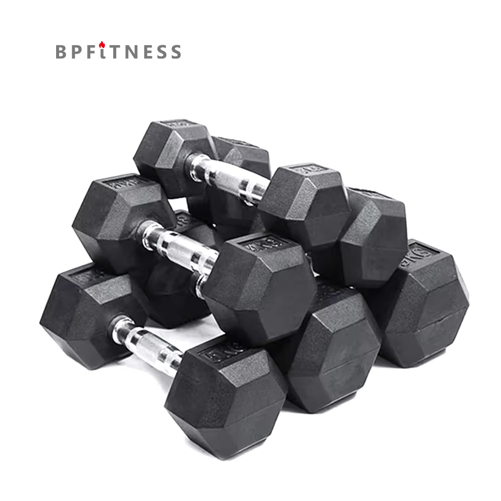 Wholesale Price China Manufacturer Home Gym 1-70 Kg 1-125 Lb Set Free Weights Cast Iron Rubber Coated Hex Hexagon Dumbbell