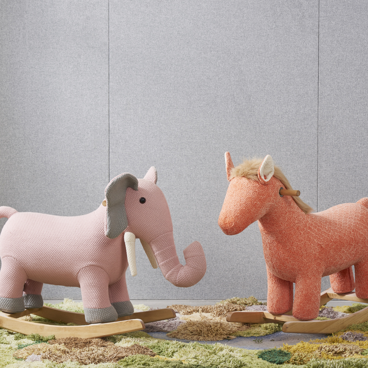 Baby Animal Ride on Wooden Rocking Elephant Stuffed Toy