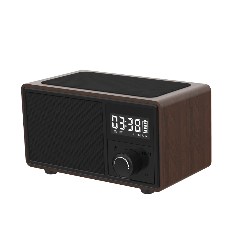 Bluetooth-колонка в ретро-стиле, низкая цена, сабвуфер, часы, будильник, FM-радио, Bluetooth-колонка с беспроводной зарядкой