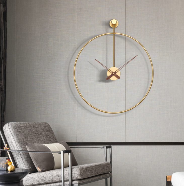 Simple wall iron clock Nordic metal living room dining room single ring clock creative wall clock