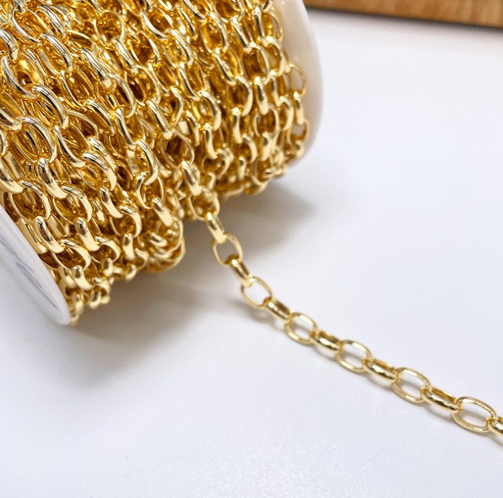 NANA high quality 14k italian gold plated chain,7x10mm brass paper clip chain