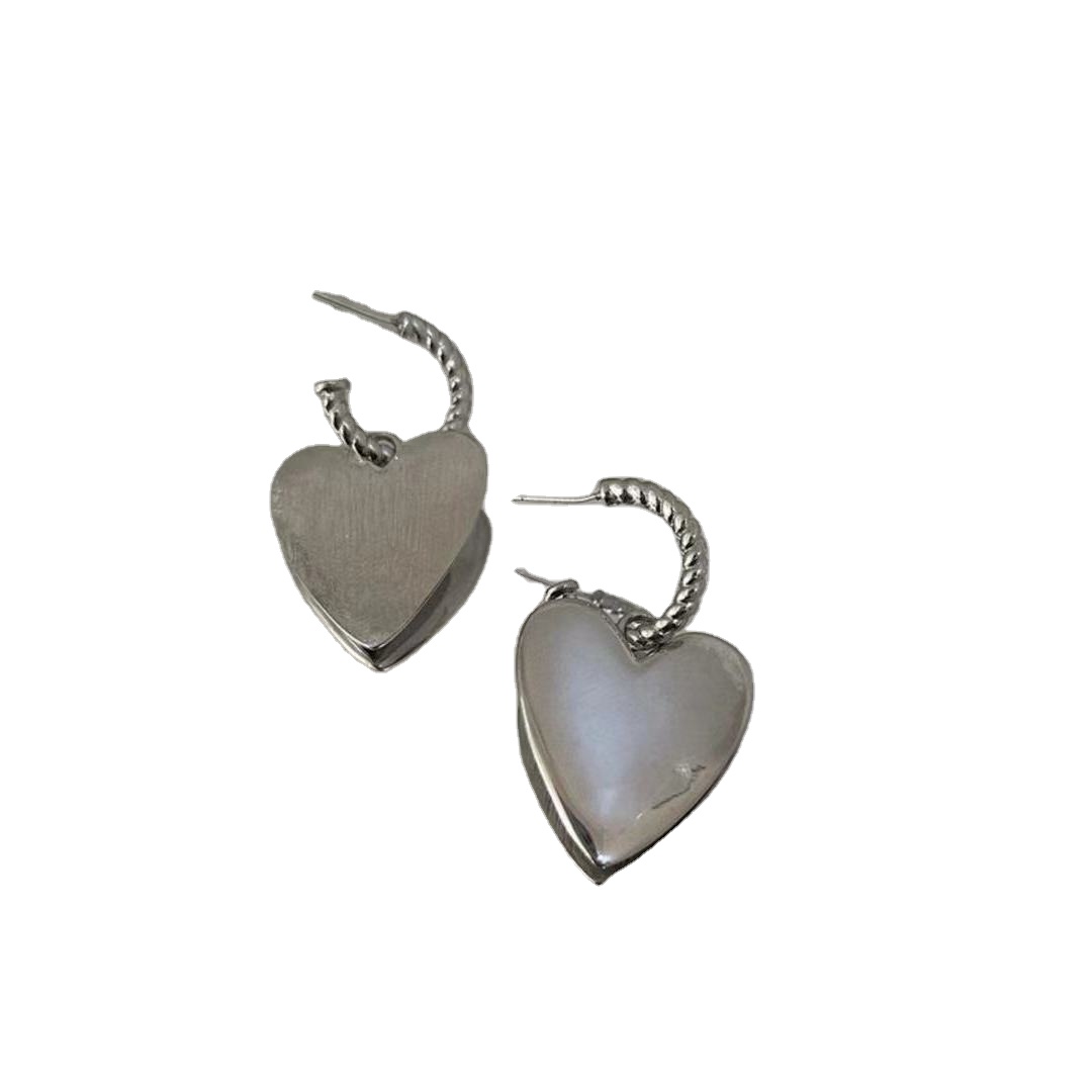 High Grade S925 Sterling Silver Earrings Trendy Vintage Statement Simple Female Jewelry Love Heart Drop Earrings