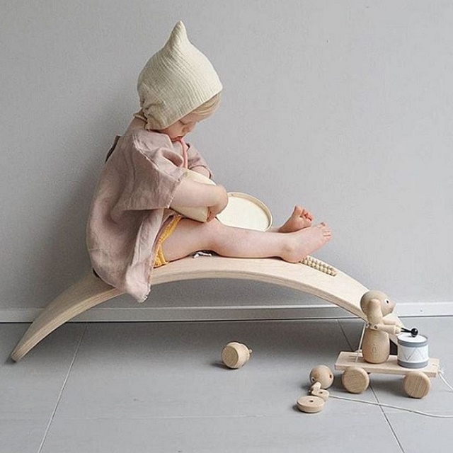Waldorf Yoga Curvy Kids Balancing, однако oard для детей, игрушки, которые воблются, деревянная рокерная доска для йоги, пышная доска Wobbel с войлоком