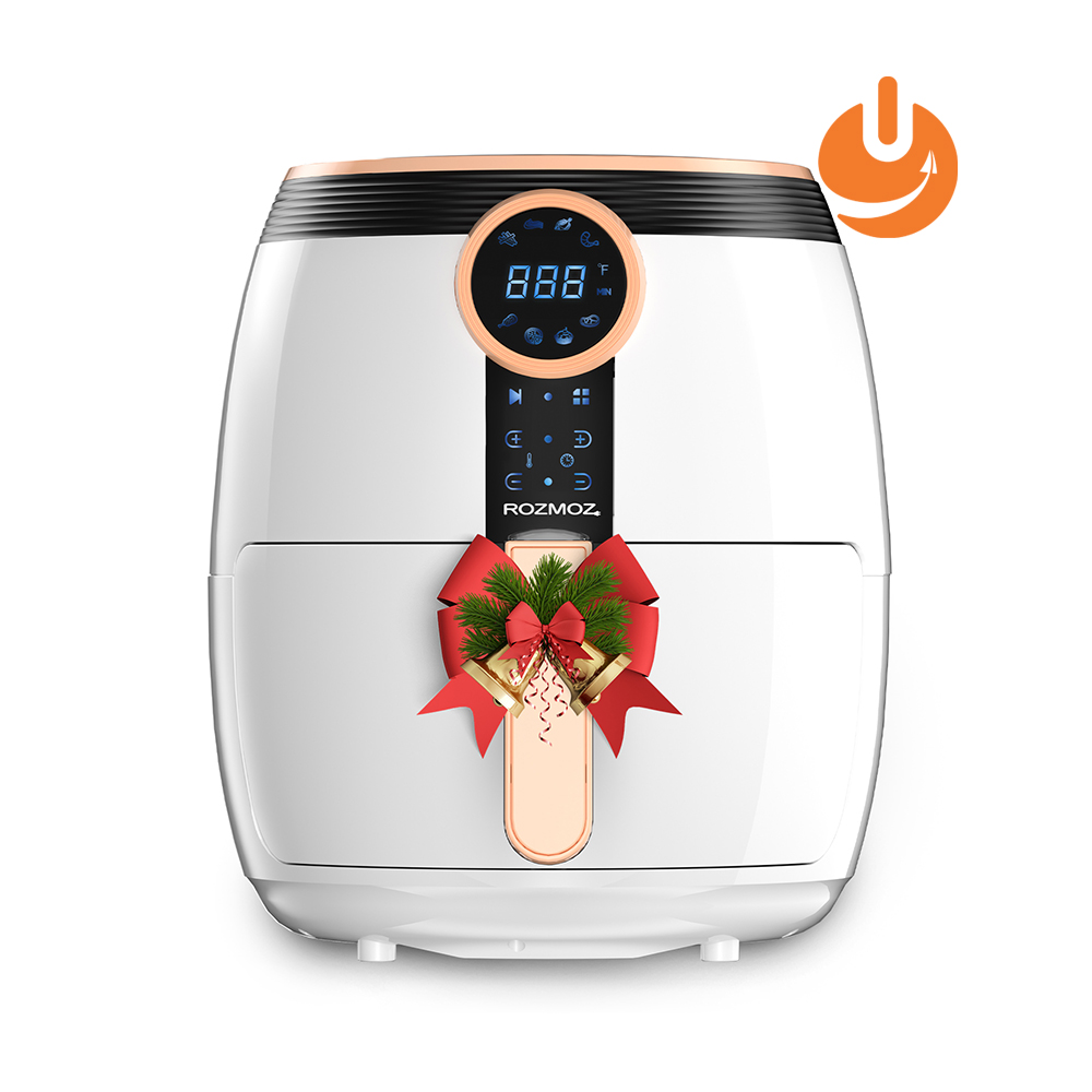 White Air Fryer Oven, 8-in-1 Electric Hot Air Fryers Oven Oilless Healthy Cooker with Digital LCD Screen