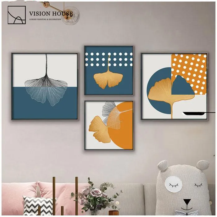Living Room Decorative Landscape Picture Set Wall Art Combination Crystal Porcelain Nordic Abstract Painting