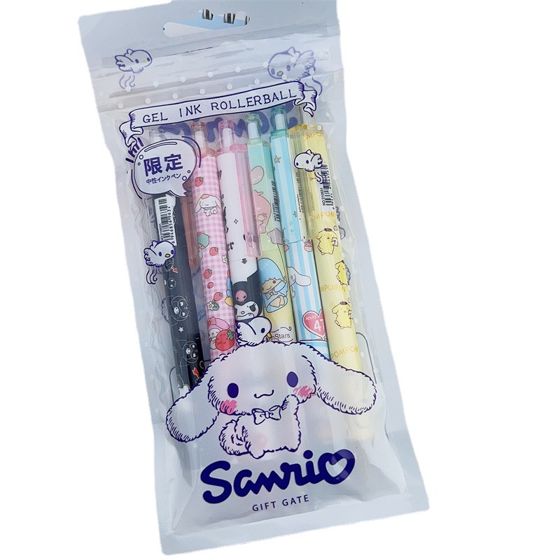 Оптовая продажа, креативная шариковая ручка Sanrio accoserries, мультяшная ручка с 6 наборами для офиса, учебы, письма, 0,5 мм, ручка для подписи