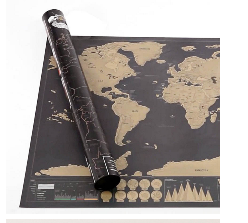 2020 luxury Custom Travel UK USA Coated Paper Scratch Off Map World Map Poster Scratch off Globe World Map