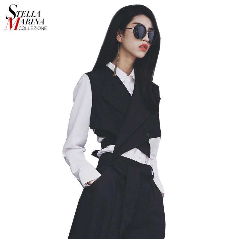 Spring Summer Plain Black Sleeveless Button Fashion Women Waistcoat Girls Unique Casual Jacket Wholesale