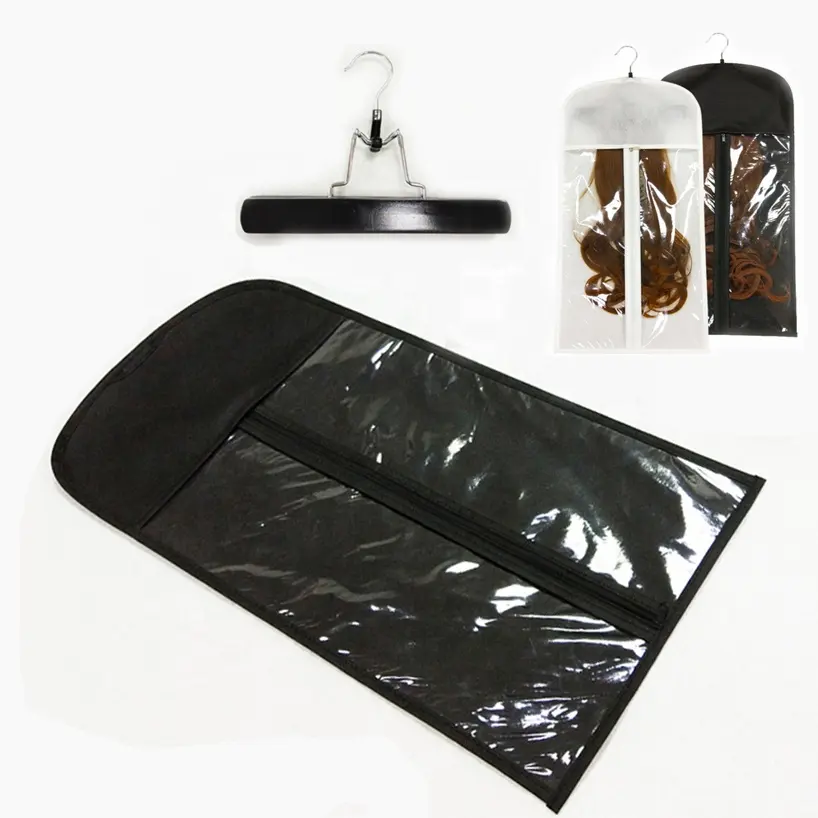 Пользовательская вешалка для париков, сумки для упаковки волос, сумка для хранения париков из нетканого атласа с вешалкой