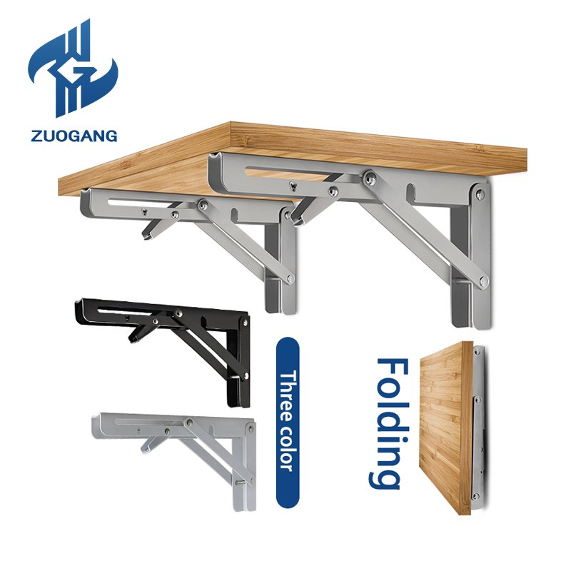 Zuogang Wholesale Furniture Hardware Custom Floating Stainless Steel L Corner Bracket Mounting Folding Shelf Wall Brackets