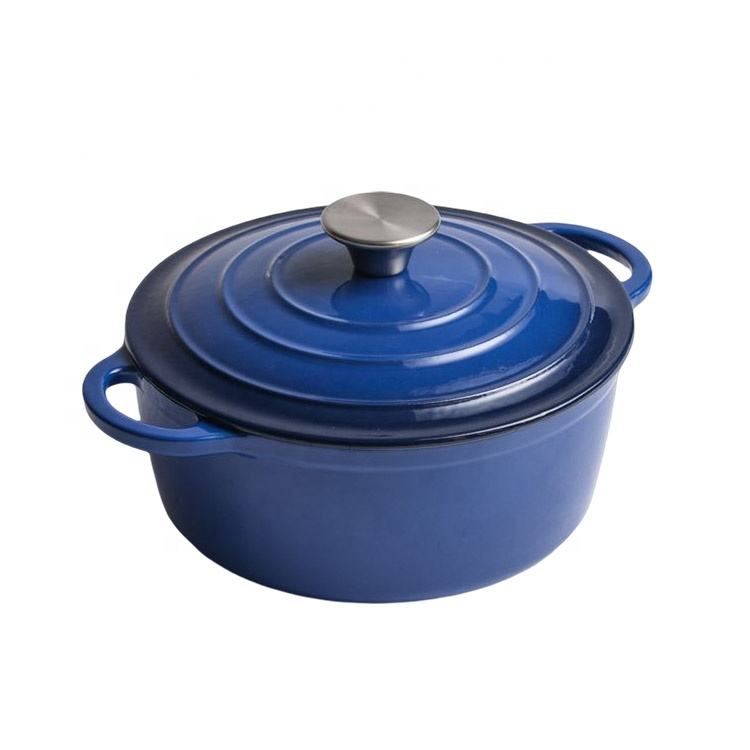 Kitchen Cooking Pot Blue Enameled Cast Iron Dutch Oven Bread Baking Pot With Lid