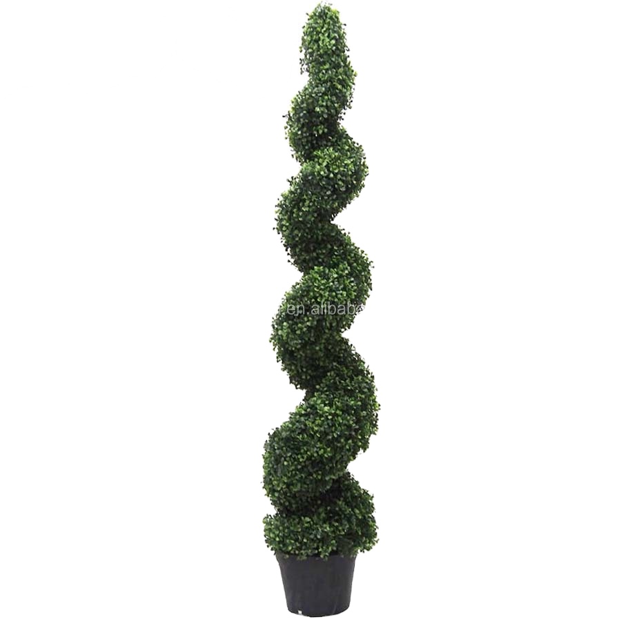 Наружная устойчивая к ультрафиолетовому излучению пластиковая трава Boxwood топиарная огнеупорная искусственная спиральная древесная фабрика