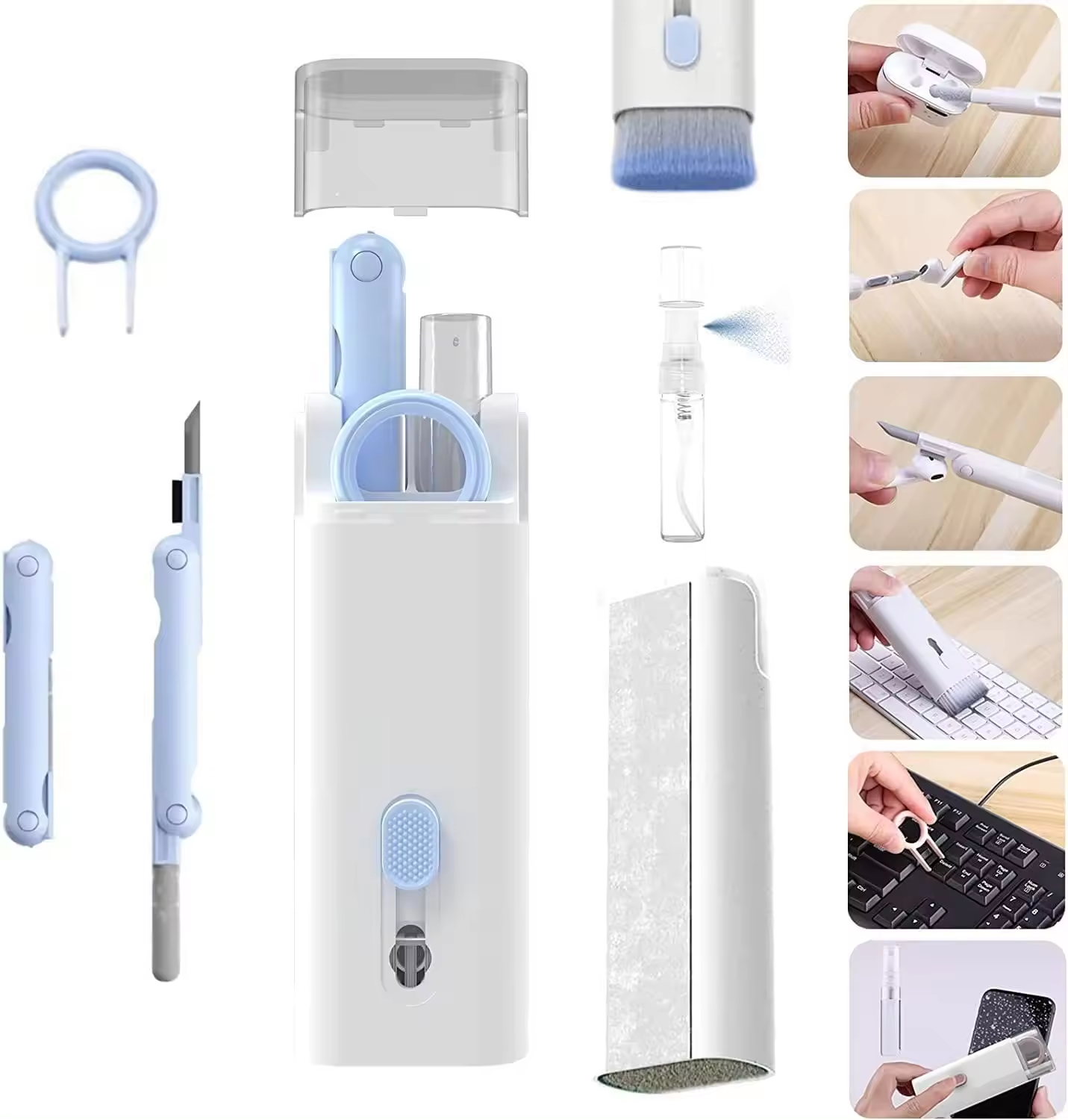 Dropshiping products 2024 Multi Functional Laptop Keyboard Brush Earphones Cleaning Pen 7 in 1 Cleaning Keyboard Cleaning Kit
