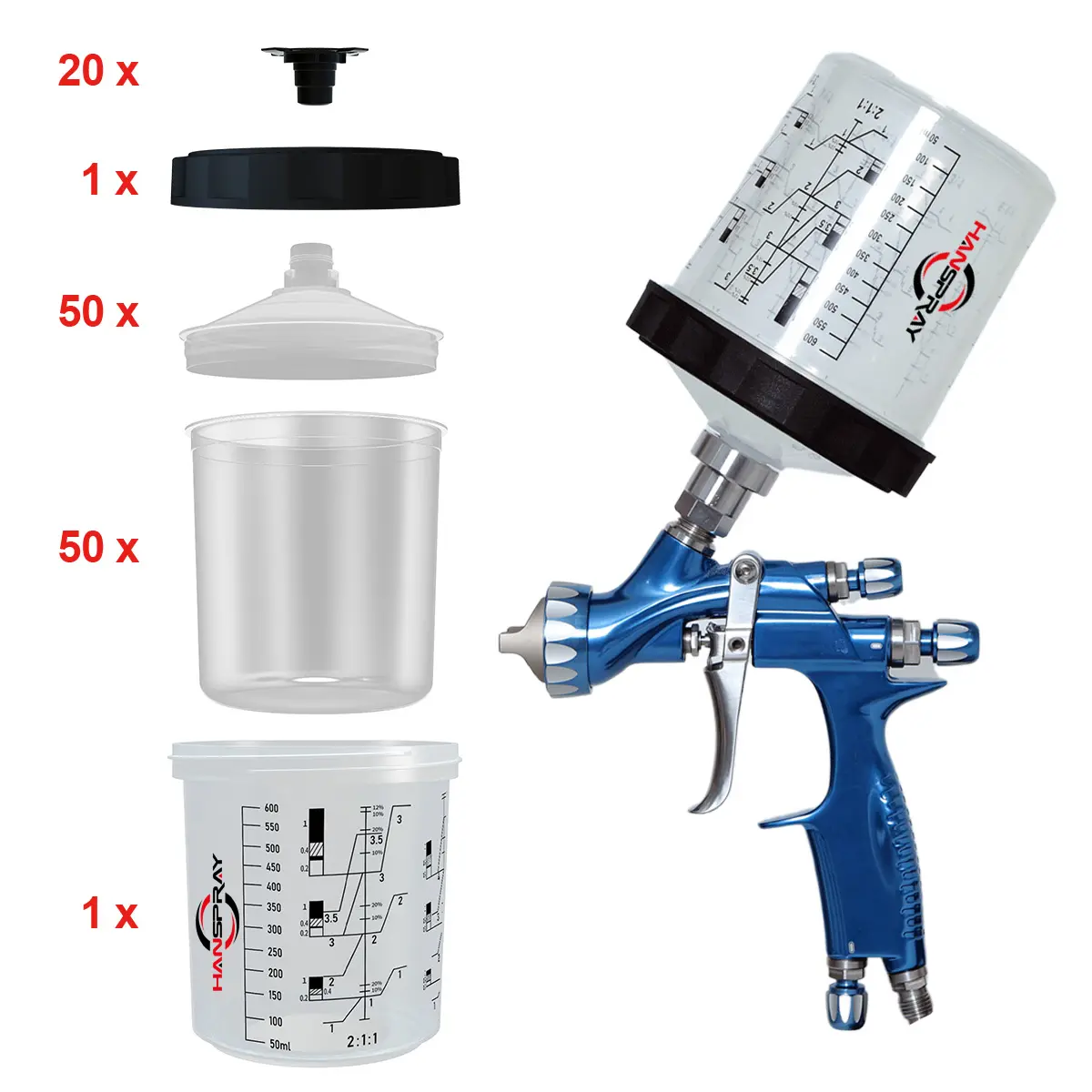 Wholesale car paint mixing system 600ml 125mic airless  paint gun cup with clips