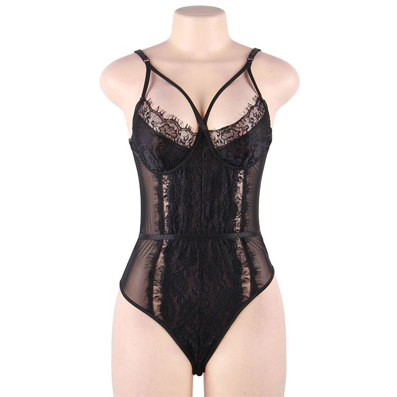 Customizable Explosive Factory Wholesale Solid Color Size Snap Button Free Base Shirt Lace Set Romper Harness Sexy Lingerie