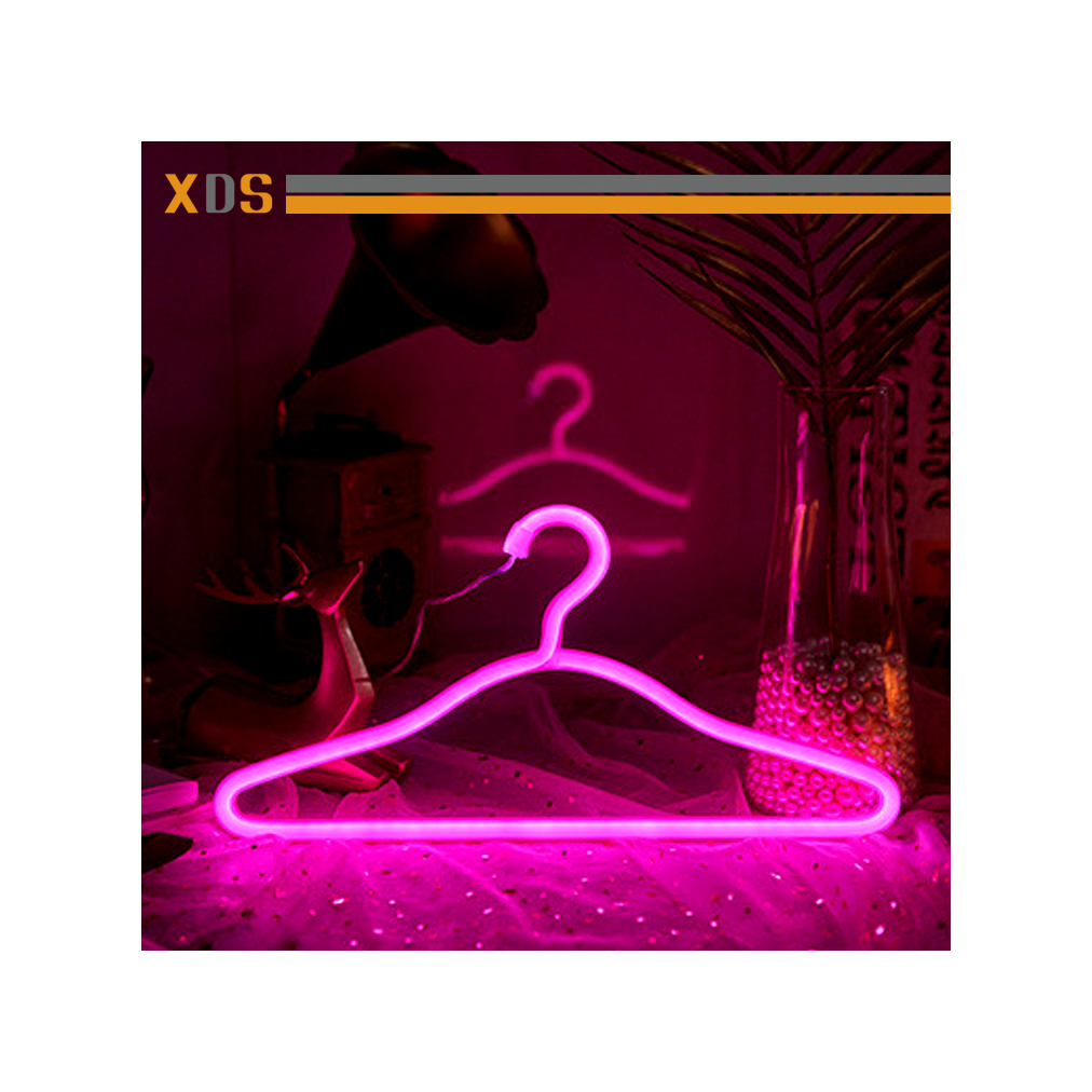 Matt factory dropshipping bedroom clothing store art wall decor custom led neon light sign clothes stand led neon hanger