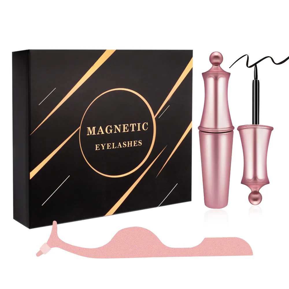 2020 New Product customize logo magnetic eyelashes 3 pairs fluffy magnetic eyelash set magnet liquid eyeliner with tweezers