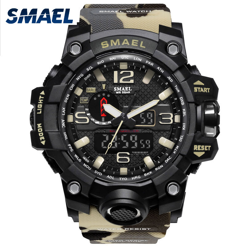Спортивные Цифровые Аналоговые часы SMAEL 1545MC, кварцевые часы